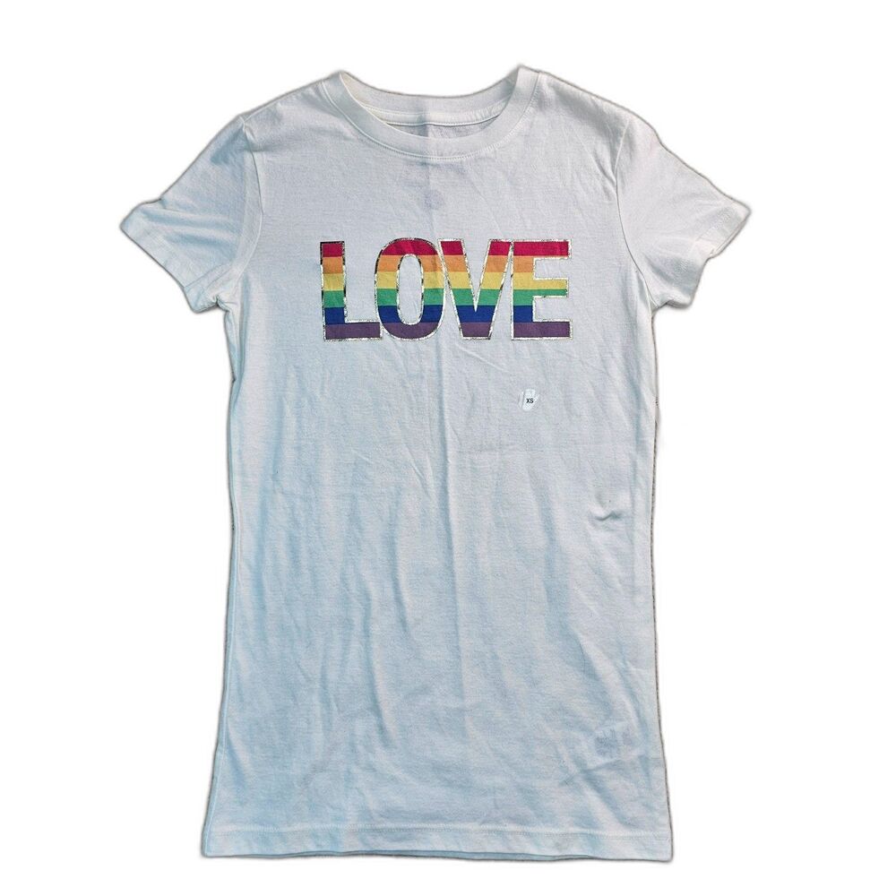 Free State Aeropostale Love Rainbow T-Shirt White Women's Size XS